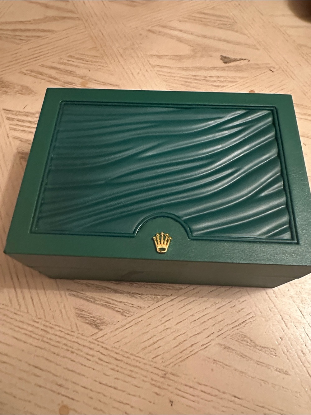 Rolex Green Wave Box with Gold Crown Emblem